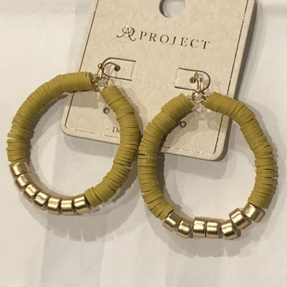 Mustard & Gold Beaded Earrings